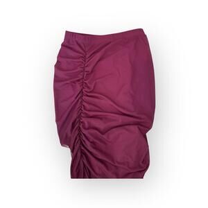 Burgundy See You Monday Mesh Skirt Size Medium Elastic Waist Ruched Detail